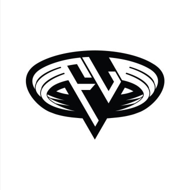 FL Logo monogram harfi üçgen biçimli dilimlenmiş tasarım şablonu
