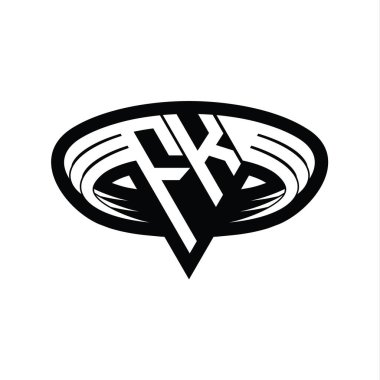 FK Logo monogram harfi üçgen biçimli dilimlenmiş tasarım şablonu