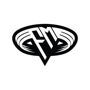 FM Logo monogram harfi üçgen biçimli dilimlenmiş tasarım şablonu