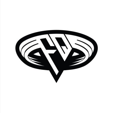 Üçgen biçimli dilimlenmiş izole tasarım şablonu içeren FQ Logo monogram harfi