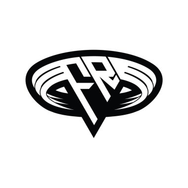 FR Logo monogram harfi üçgen biçimli dilimlenmiş tasarım şablonu