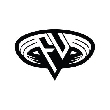 Üçgen biçimli dilimlenmiş izole tasarım şablonu içeren FU Logo monogram harfi