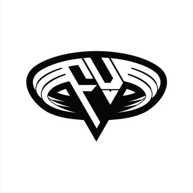 FV logo monogram harfi üçgen biçimli dilimlenmiş tasarım şablonu
