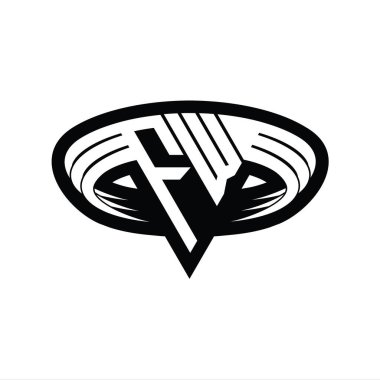 FW Logo monogram harfi üçgen biçimli dilimlenmiş tasarım şablonu