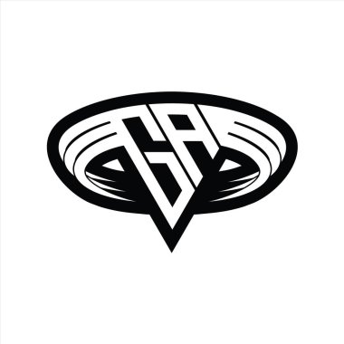 Üçgen biçimli dilimlenmiş izole tasarım şablonu içeren GA Logo monogram harfi
