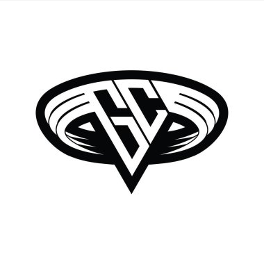 Üçgen biçimli, dilimlenmiş tasarım şablonlu GC Logo monogram harfi