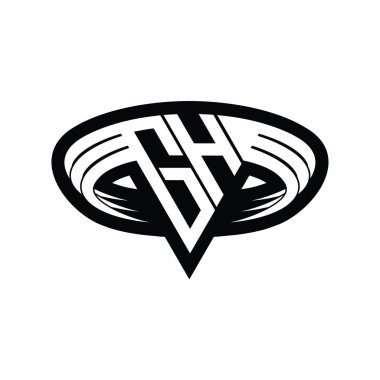 GH Logo monogram harfi üçgen biçimli dilimlenmiş tasarım şablonu