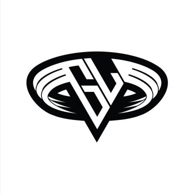 Üçgen biçimli dilimlenmiş izole tasarım şablonu içeren GL Logo monogram harfi