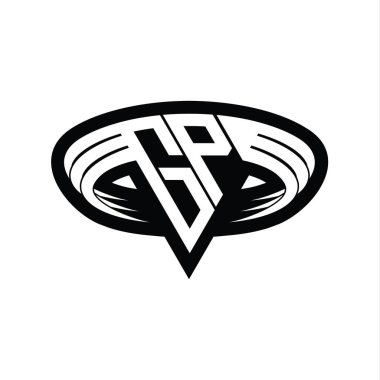 GP Logo monogram harfi üçgen biçimli dilimlenmiş tasarım şablonu
