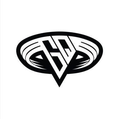 Üçgen biçimli dilimlenmiş izole tasarım şablonu içeren GQ Logo monogram harfi