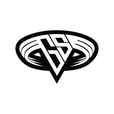 GS Logo monogram harfi üçgen biçimli dilimlenmiş tasarım şablonu