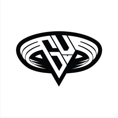 Üçgen biçimli dilimlenmiş izole tasarım şablonu içeren GV logo monogram harfi