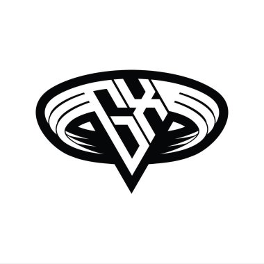 Üçgen biçimli dilimlenmiş izole tasarım şablonu içeren GX Logo monogram harfi