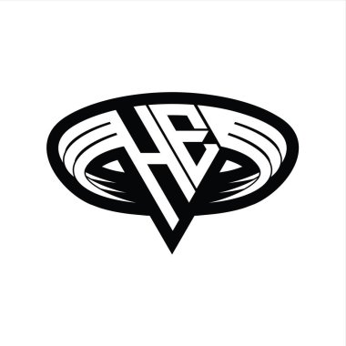 HE logo monogram harfi üçgen biçimli dilimlenmiş tasarım şablonu