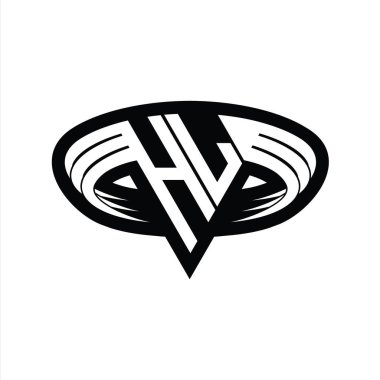 Üçgen biçimli dilimlenmiş izole tasarım şablonu içeren HL Logo monogram harfi