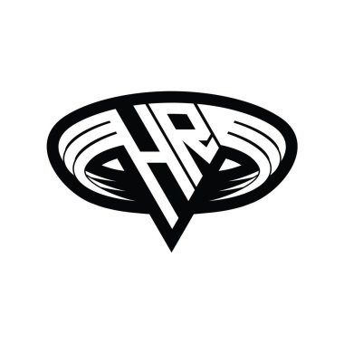 Üçgen biçimli dilimlenmiş izole tasarım şablonu içeren HR logo monogram harfi