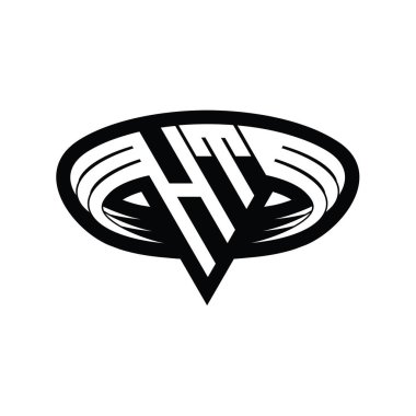 Üçgen biçimli dilim izole tasarım şablonu içeren HT Logo monogram harfi