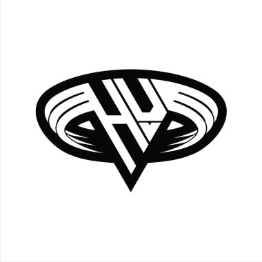 Üçgen biçimli dilimlenmiş izole tasarım şablonu içeren HV logo monogram harfi