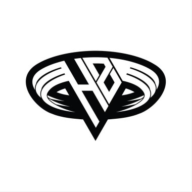 Üçgen biçimli dilim izole tasarım şablonu içeren HZ logo monogram harfi