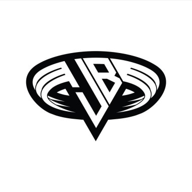 JB Logo monogram harfi üçgen biçimli dilimlenmiş tasarım şablonu