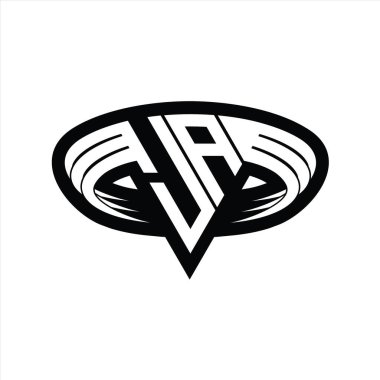 JA Logo monogram harfi üçgen biçimli dilimlenmiş tasarım şablonu