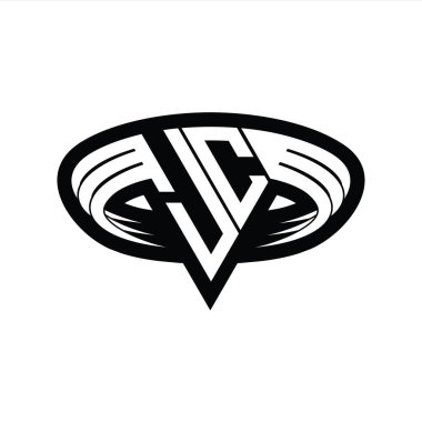 JC Logo monogram harfi üçgen biçimli dilimlenmiş tasarım şablonu