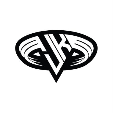 JK Logo monogram harfi üçgen biçimli dilimlenmiş tasarım şablonu