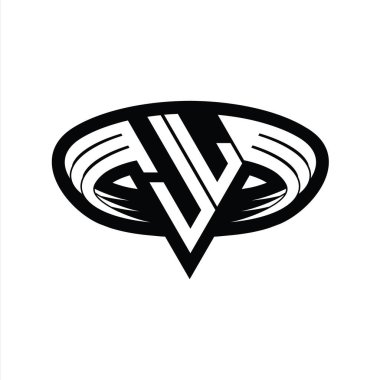 Üçgen biçimli dilimlenmiş izole tasarım şablonu içeren JL Logo monogram harfi