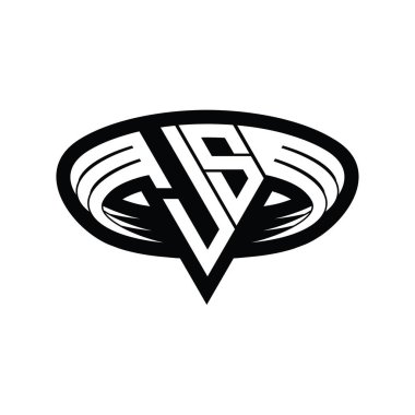 JS Logo monogram harfi üçgen biçimli dilimlenmiş tasarım şablonu