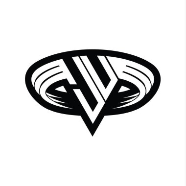 Üçgen biçimli dilimlenmiş izole tasarım şablonu içeren JU Logo monogram harfi