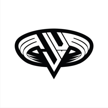 Üçgen biçimli dilimlenmiş izole tasarım şablonu içeren JV logo monogram harfi