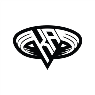Üçgen biçimli dilimlenmiş izole tasarım şablonlu KA Logo monogram harfi