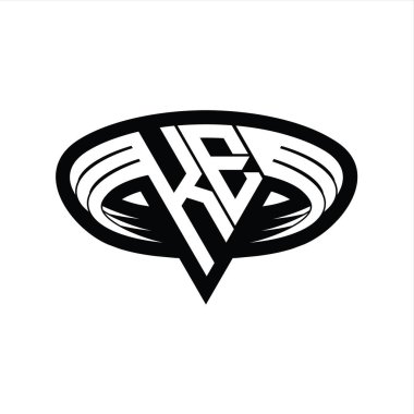 KE logo monogram harfi üçgen biçimli dilimlenmiş tasarım şablonu