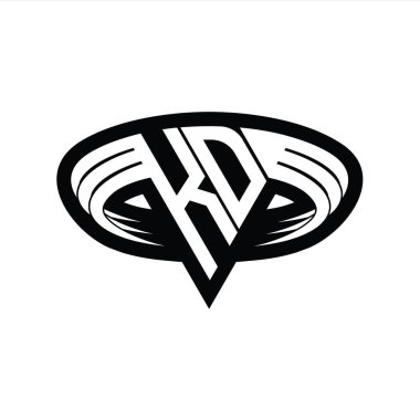 Üçgen biçimli dilimlenmiş izole tasarım şablonu içeren KD logo monogram harfi