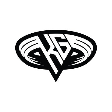 Üçgen biçimli dilimlenmiş izole tasarım şablonu içeren KG logo monogram harfi