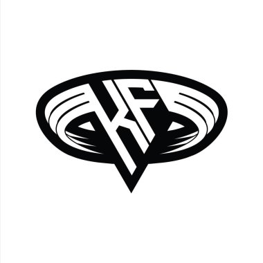 Üçgen biçimli dilimlenmiş izole tasarım şablonu içeren KF Logo monogram harfi