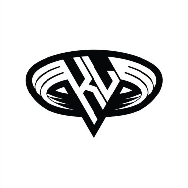 Üçgen biçimli dilimlenmiş izole tasarım şablonu içeren KL Logo monogram harfi