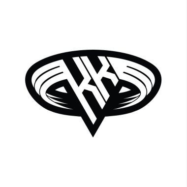 KK Logo monogram harfi üçgen biçimli dilimlenmiş tasarım şablonu