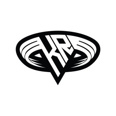 Üçgen biçimli dilimlenmiş izole tasarım şablonu içeren KR Logo monogram harfi