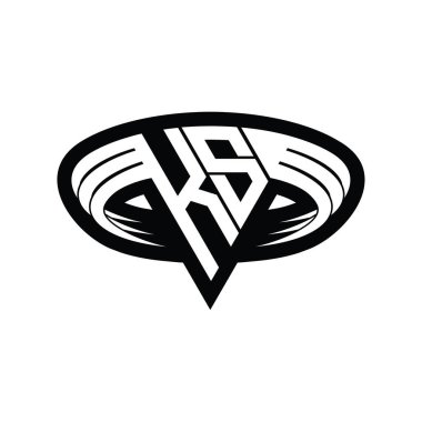 KS Logo monogram harfi üçgen biçimli dilimlenmiş tasarım şablonu