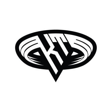 Üçgen biçimli dilimlenmiş izole tasarım şablonu içeren KT Logo monogram harfi