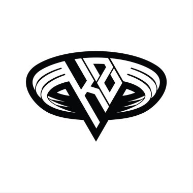 Üçgen biçimli dilim izole tasarım şablonu içeren KZ Logo monogram harfi