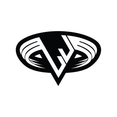 LJ Logo monogram harfi üçgen biçimli dilimlenmiş tasarım şablonu