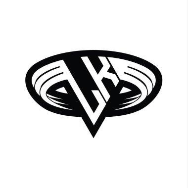 LK Logo monogram harfi üçgen biçimli dilimlenmiş tasarım şablonu