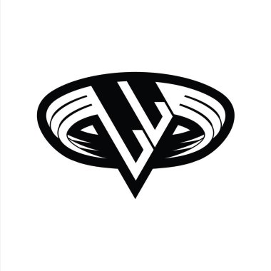 Üçgen biçimli, dilimlenmiş tasarım şablonlu LL logo monogram harfi