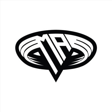 Üçgen biçimli dilimlenmiş tasarım şablonu içeren MA Logo monogram harfi