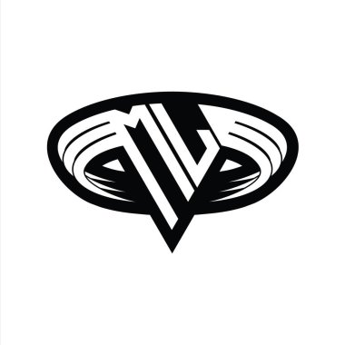 Üçgen biçimli dilimlenmiş izole tasarım şablonu içeren ML Logo monogram harfi