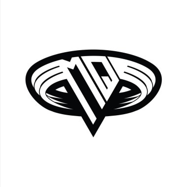 Üçgen biçimli dilimlenmiş izole tasarım şablonu içeren MQ Logo monogram harfi