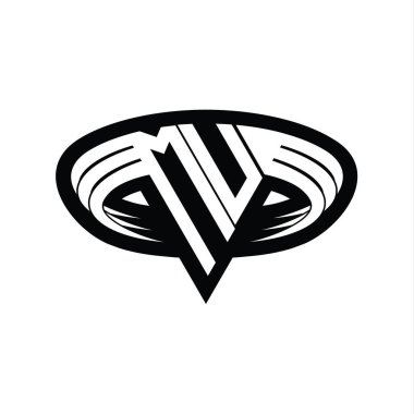 Üçgen biçimli dilimlenmiş izole tasarım şablonu içeren MU logo monogram harfi