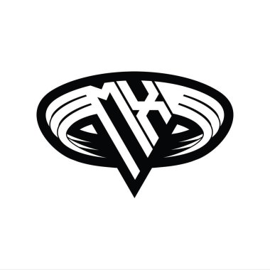 Üçgen biçimli dilimlenmiş izole tasarım şablonu içeren MX Logo monogram harfi